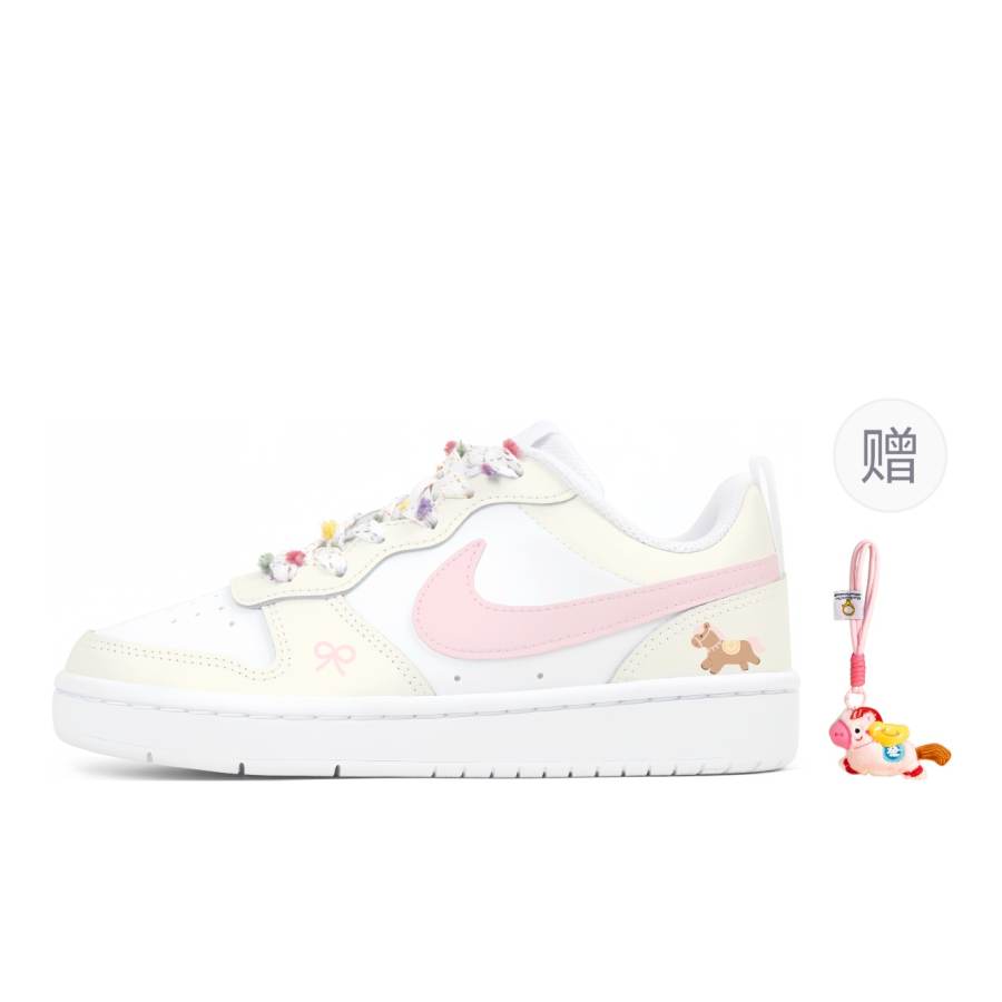 Nike Nike Court Borough Pointed Candy, Sugar Heart Pony Kids' Skateboarding Shoes White Pink Teenagers