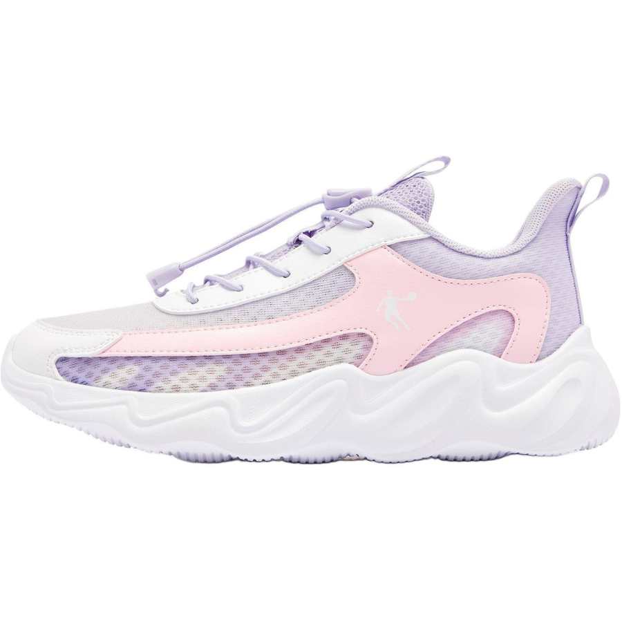 QIAODAN Soft And Comfortable Low top Running Shoes White Purple Unisex