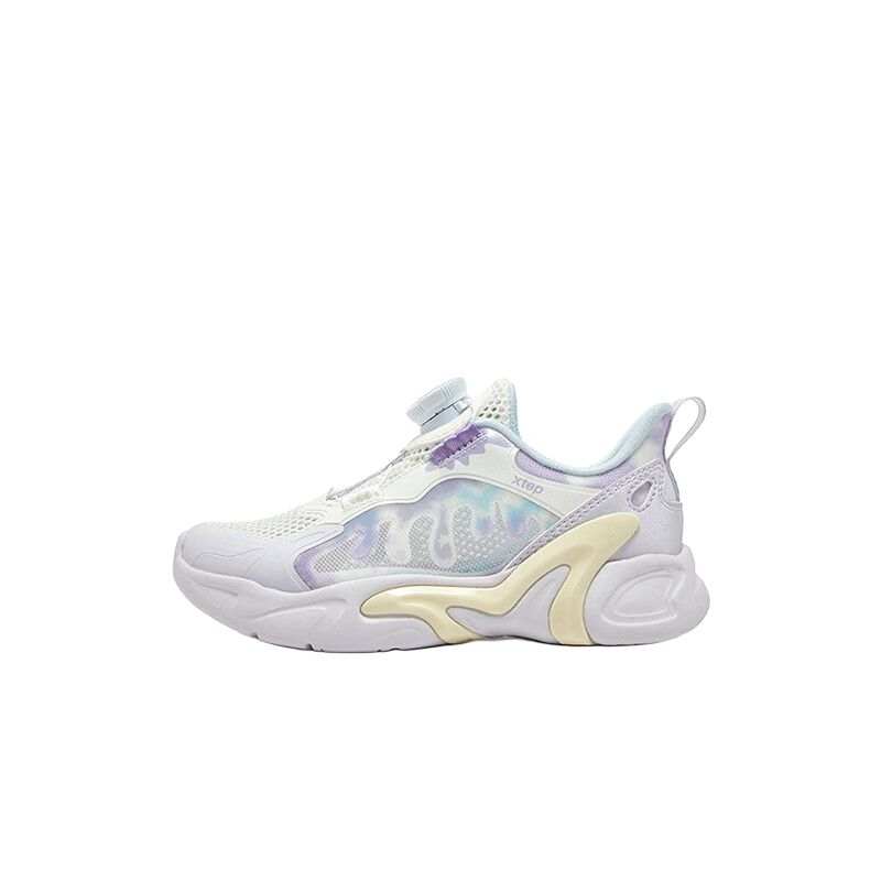 XTEP Abrasion Resistant Breathable Low top Kids' Running Shoes Sail White/Light Purple Children Aged 3 7 Years Old
