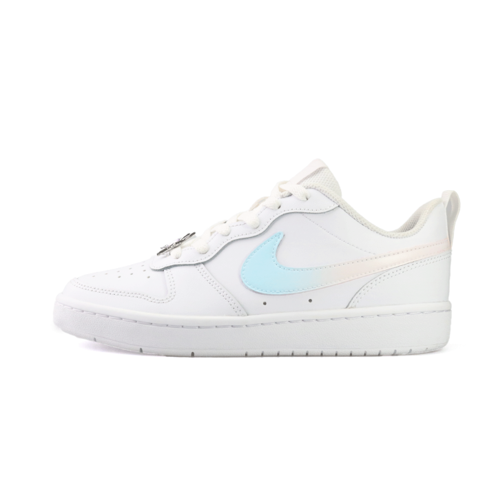 Nike Nike Court Borough Low 2 Leather Slip Resistant Abrasion Resistant Low top Kids' Skateboarding Shoes White Blue Unisex