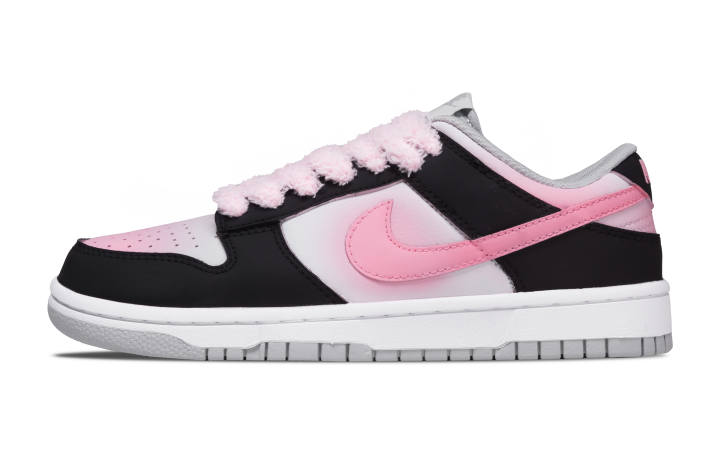 Nike Nike Dunk Raspberry Sweetheart Leather Slip Resistant Abrasion Resistant Low top Kids' Skateboarding Shoes Black Pink