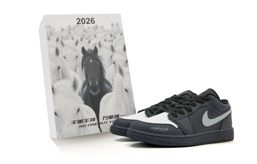 Jordan Jordan Air Jordan 1 Slip Resistant Abrasion Resistant Low top Children's Basketball Shoes Black Gray Teenagers