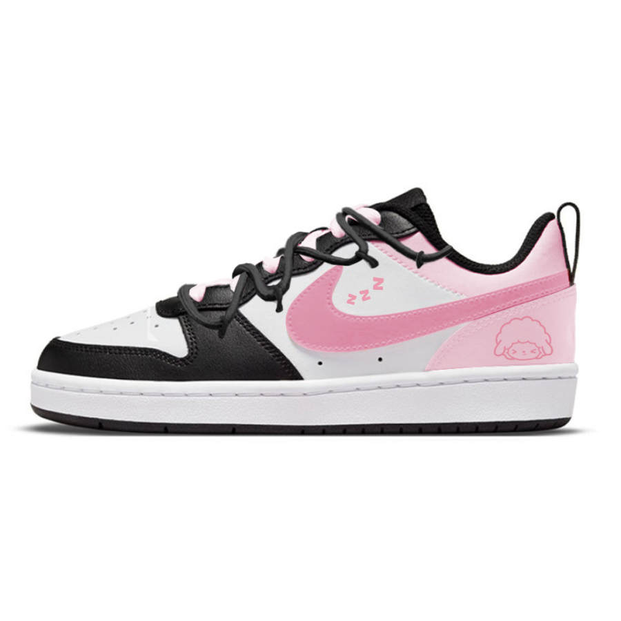 Nike Nike Court Borough Sleepy Lamb Synthetic Leather Abrasion Resistant Low top Kids' Skateboarding Shoes Black Pink