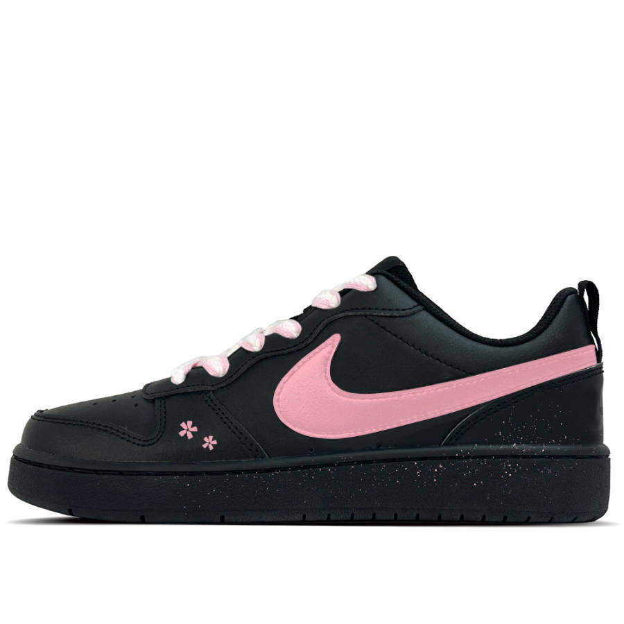Nike Nike Court Borough Cherry Pink Leather Slip Resistant Low top Kids' Skateboarding Shoes Black Teenagers