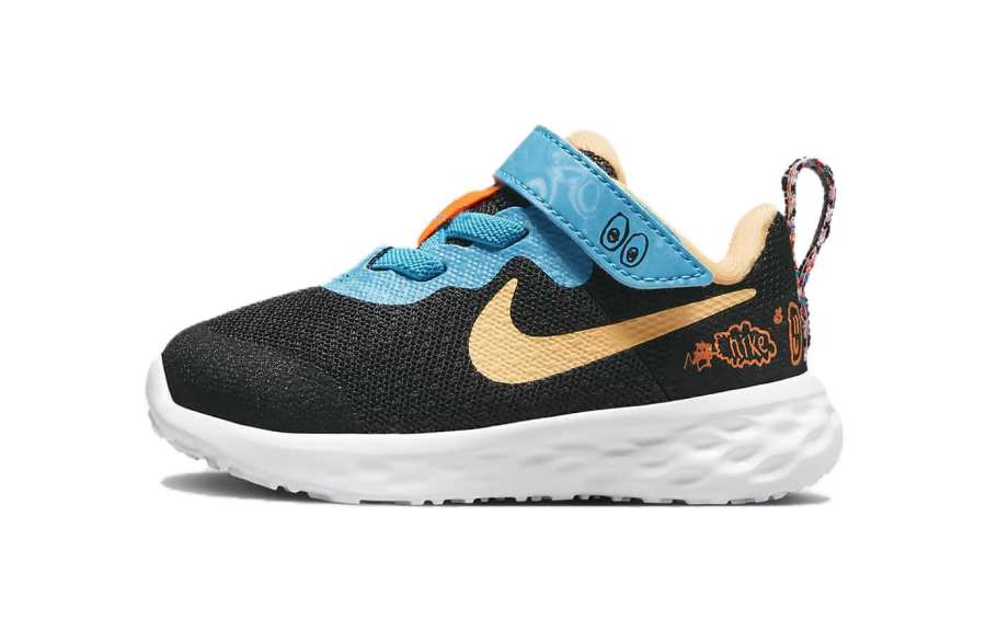 Nike Nike REVOLUTION 6 SE Slip Resistant Cushioning Abrasion Resistant Low top Toddler Shoes Black Blue White