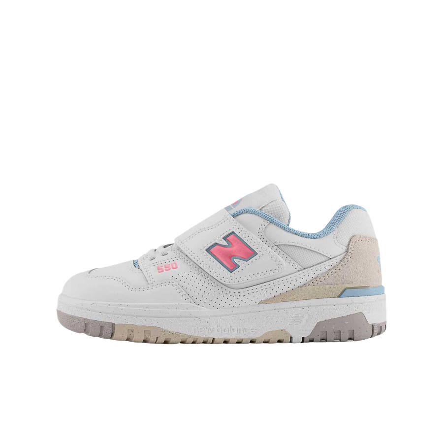 New Balance New Balance NB 550 Synthetic Leather Slip Resistant Abrasion Resistant Low top Children's Basketball Shoes White/Pink