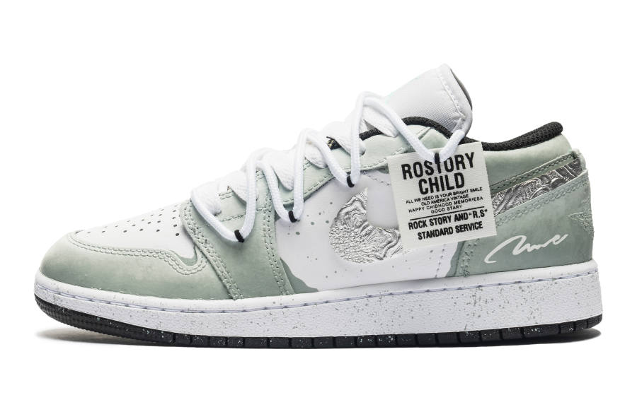 Jordan Jordan Air Jordan 1 Low Mist Garden Leather Low top Children's Basketball Shoes Green Teenagers