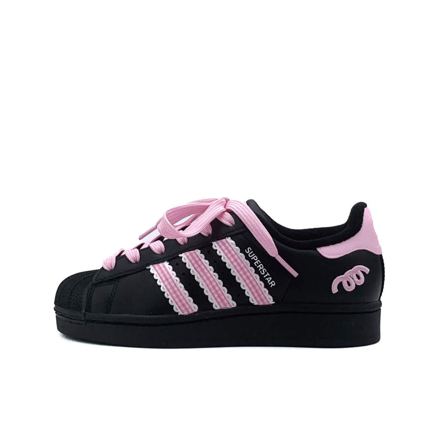 Adidas Originals Superstar 2 Abrasion Resistant Low top Kids' Skateboarding Shoes Cherry Blossom Pink Teenagers