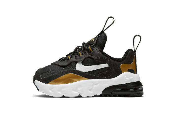 Nike Nike Air Max 270 Cushioning Low top Running Shoes Black Gold Infant And Toddler