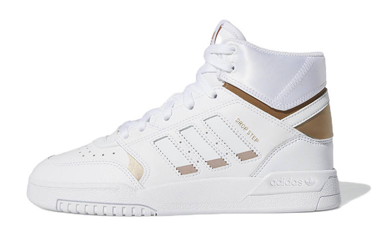 Adidas Originals Drop Step J Leather Comfortable Abrasion Resistant Abrasion Resistant High top Skateboard Shoes White