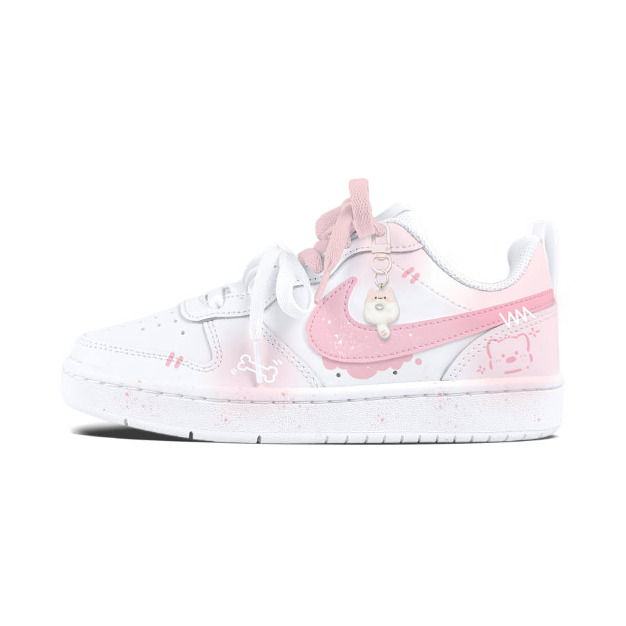 Nike Nike Court Borough Endearing Bear Leather Slip Resistant Abrasion Resistant Kids' Skateboarding Shoes Teenagers