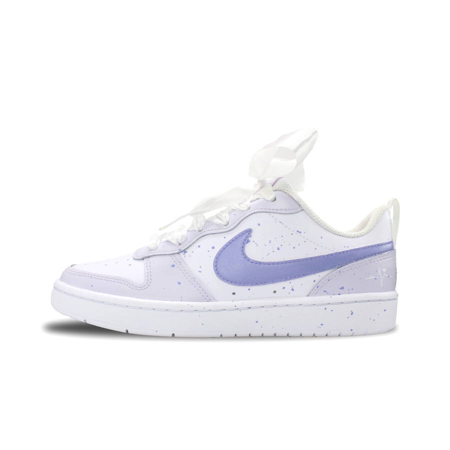 Nike Nike Court Borough Slip Resistant Abrasion Resistant Low top Kids' Skateboarding Shoes White Purple Teenagers