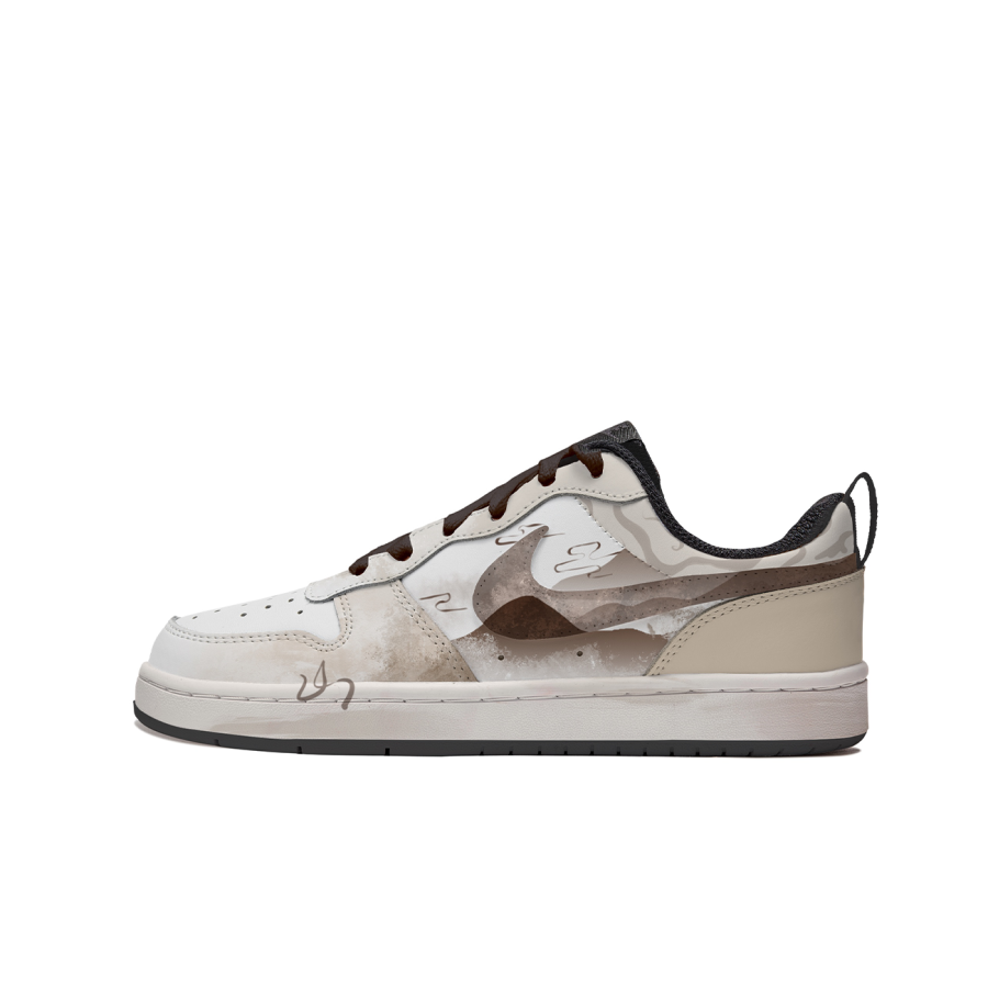 Nike Nike Court Borough Slip Resistant Abrasion Resistant Low top Kids' Skateboarding Shoes Brown White Teenagers