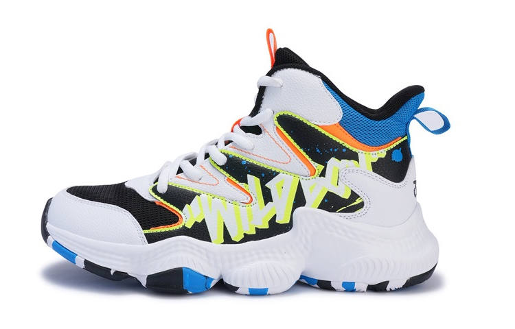 361°KIDS Slip Resistant Cushioning Abrasion Resistant High top Children's Basketball Shoes White Blue Yellow Kids'