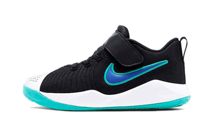 Nike Nike Team Hustle Quick 2 Slip Resistant Cushioning Abrasion Resistant Low top Children's Basketball Shoes White Blue