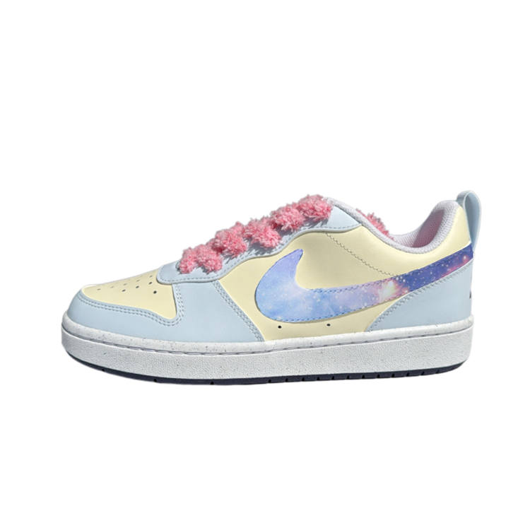 Nike Nike Court Borough Nebula Synthetic Leather Slip Resistant Slip Resistant Low top Kids' Skateboarding Shoes White Blue
