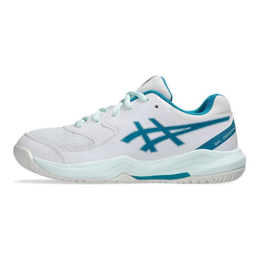 ASICS Gel Dedicate 8 Comfortable And Lightweight Cushioning, Wear Resistant Low top Training Shoes White Blue Kids'
