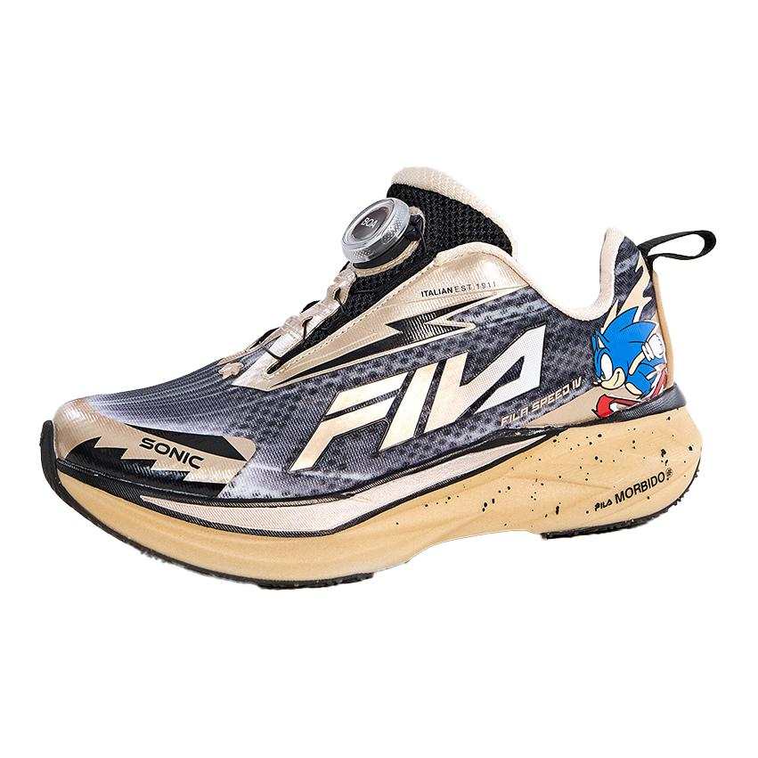 FILA KIDS SPEED 4 Slip Resistant Anti Kick Slip Resistant Anti Kick Low top Running Shoes Black Gold Kids'