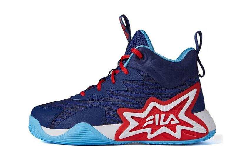 FILA KIDS Slip Resistant Abrasion Resistant High top Basketball Shoes Red Blue Kids'