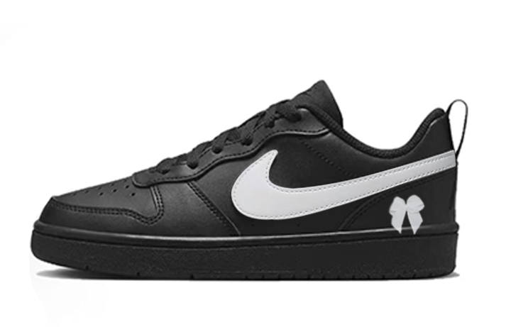 Nike Nike Court Borough Dark Night Sweetheart Slip Resistant Abrasion Resistant Low top Skateboard Shoes Black White Kids'