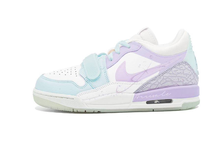 Jordan Jordan Air Jordan Legacy Purple Rhythm Star Sea Leather Slip Resistant Low top Kids' Skateboarding Shoes White Blue