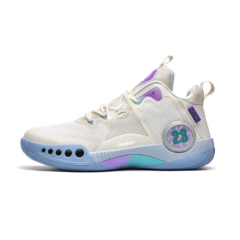 KAXILONG Mesh Abrasion Resistant Breathable Lightweight Cushioning Rebound Mid top Children's Basketball Shoes Beige