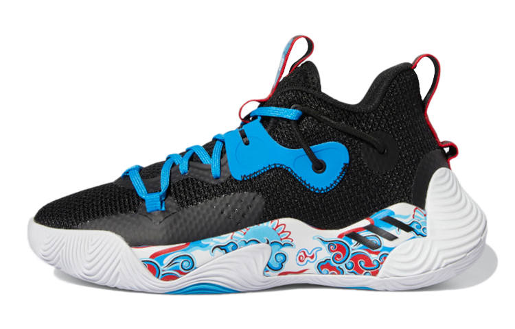 Adidas Adidas Harden Stepback 3 J Slip Resistant Abrasion Resistant Low top Children's Basketball Shoes Black Blue Teenagers