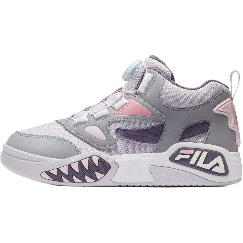 FILA KIDS Heritage FHT Abrasion Resistant Mid top Kids' Skateboarding Shoes Light Purple/Rain Gray Teenagers