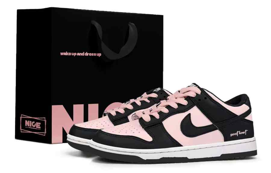 Nike Nike Dunk Leather Low top Kids' Skateboarding Shoes Black Pink Unisex