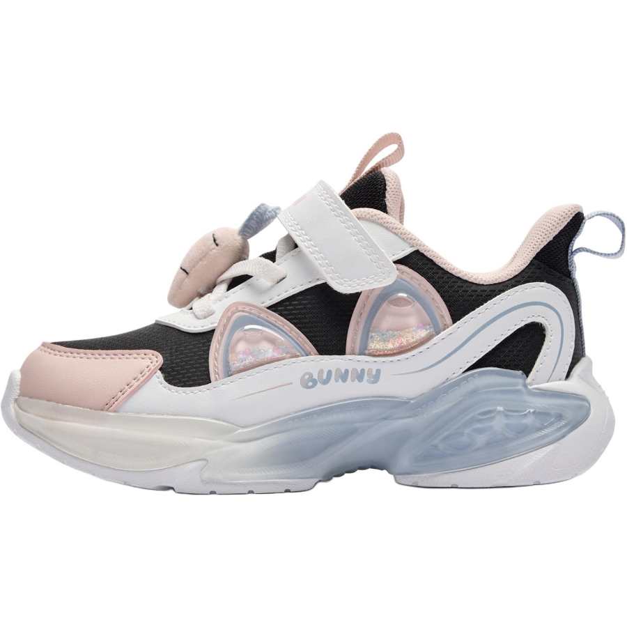 QIAODAN Comfortable Cushioning, Wear Resistant Low top Kids Lifestyle Shoes Black Pink Children Aged 3 7 Years Old