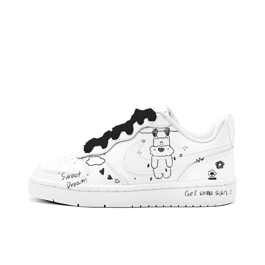 Nike Nike Court Borough Street Dog Leather Low top Kids' Skateboarding Shoes Black White Unisex