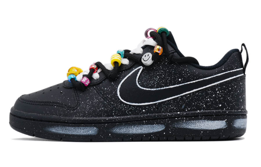 Nike Nike Court Borough Leather Breathable Lightweight Cushioning Low top Kids' Skateboarding Shoes Black White Teenagers