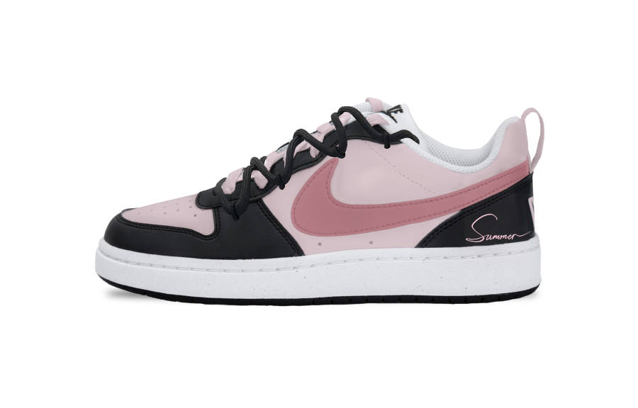 Nike Nike Court Borough Pink Ink Light Boat Slip Resistant Abrasion Resistant Low top Kids' Skateboarding Shoes Black