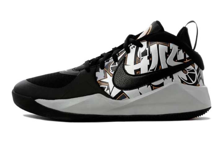 Nike Nike Team Hustle D 9 Slip Resistant Cushioning Abrasion Resistant Mid top Basketball Shoes Black White Unisex