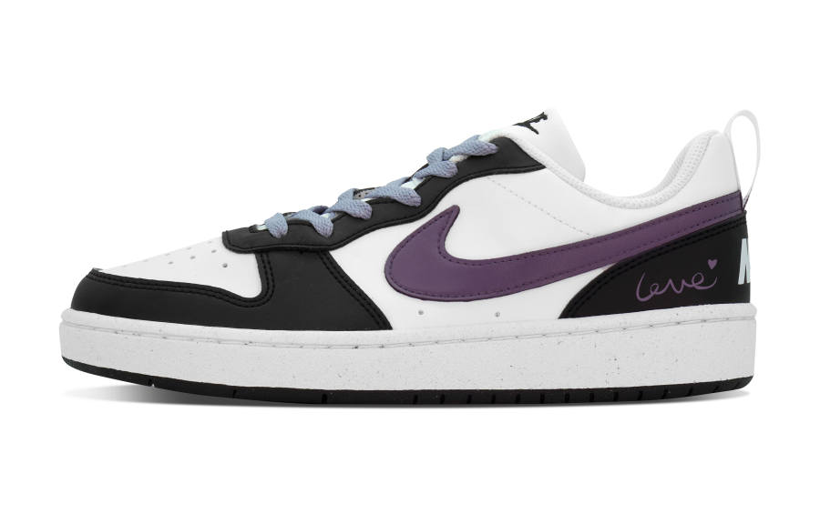 Nike Nike Court Borough Wisteria Slip Resistant Abrasion Resistant Low top Kids' Skateboarding Shoes Black Purple Teenagers