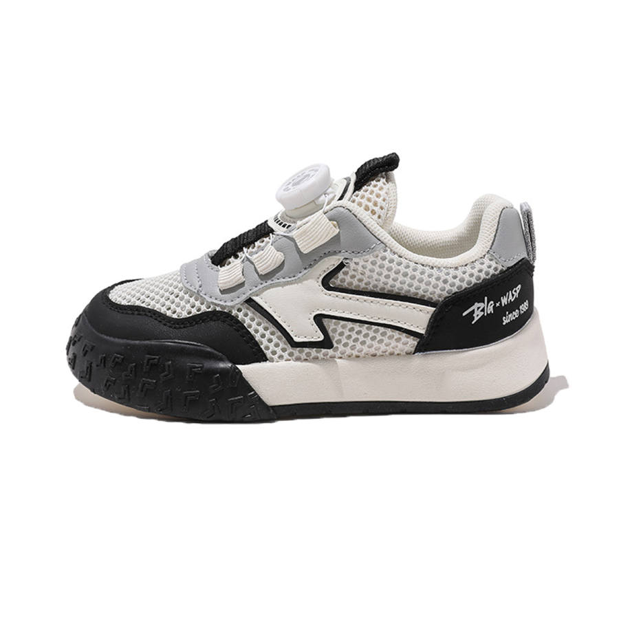 BIG WASP Anti Kick Cushioning Breathable Low top Kids' Skateboarding Shoes Beige Black