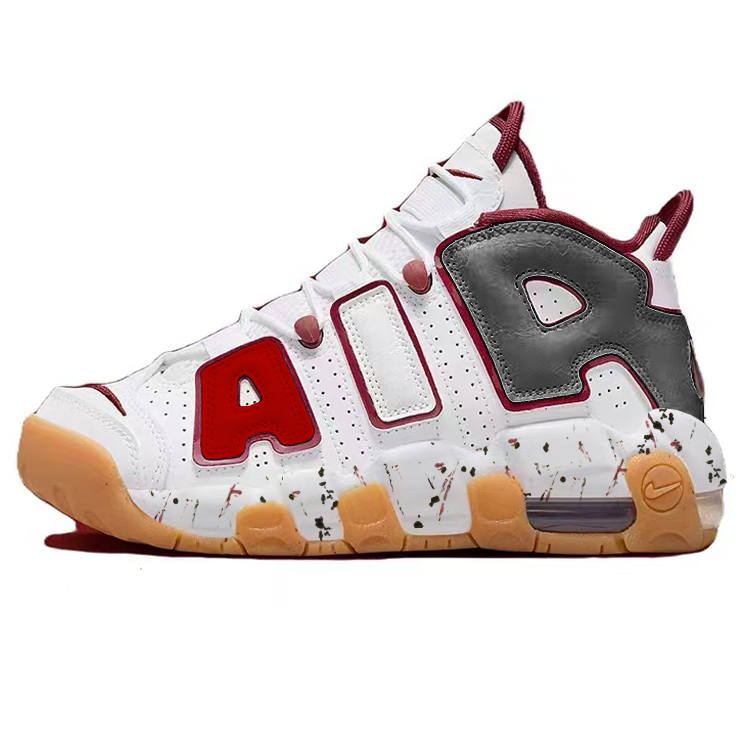 Nike Nike Air More Uptempo Synthetic Leather, Leather Mid top Children's Basketball Shoes White Teenagers