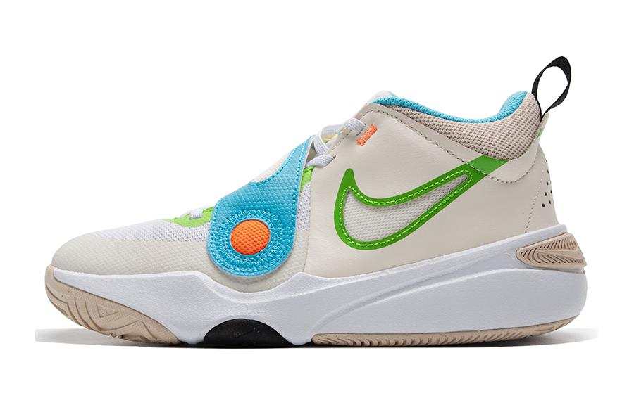 Nike Nike Team Hustle D 11 Leather Slip Resistant Abrasion Resistant Low top Casual Shoes White Blue Kids'