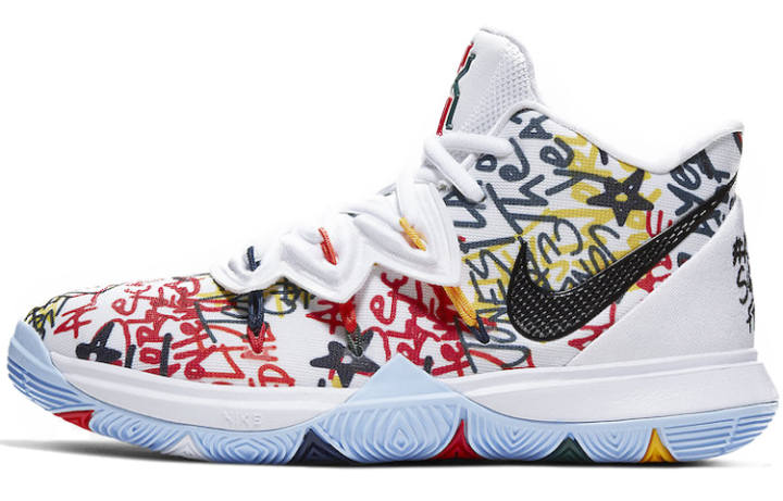 Nike Nike Kyrie 5 Keep Sue Fresh Slip Resistant Cushioning Mid top Basketball Shoes Graffiti Unisex