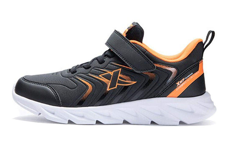 XTEP Mesh Slip Resistant Cushioning Abrasion Resistant Breathable Low top Running Shoes Black Orange Teenagers