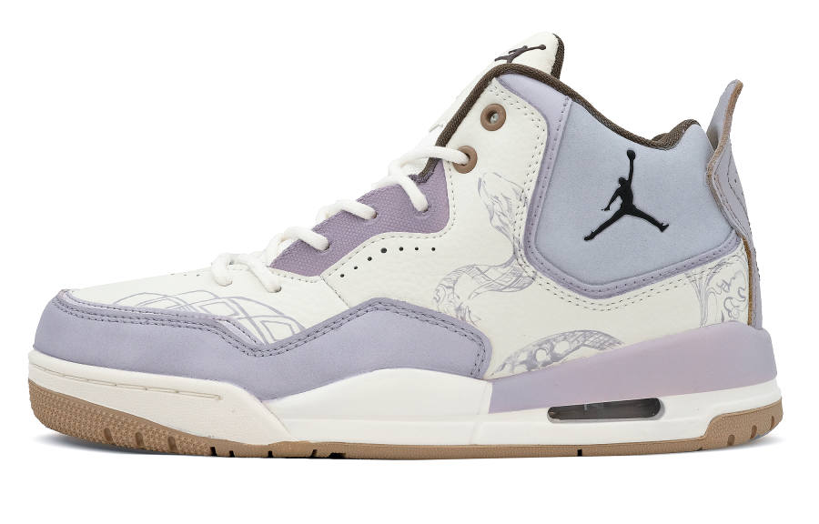 Jordan Jordan Courtside 23 Synthetic Leather Mid top Children's Basketball Shoes Light Purple Teenagers