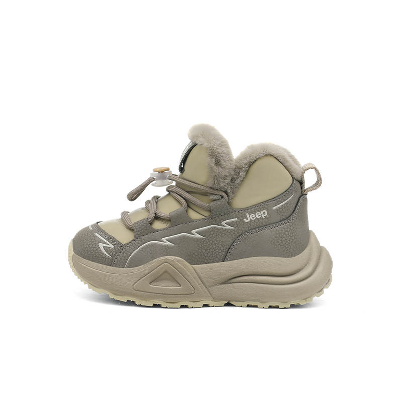 Jeep Explorer 2.0 Boys And Girls Insulated Shoes Synthetic Leather, Textile Fleece Lined Winter Thick Cotton Padded
