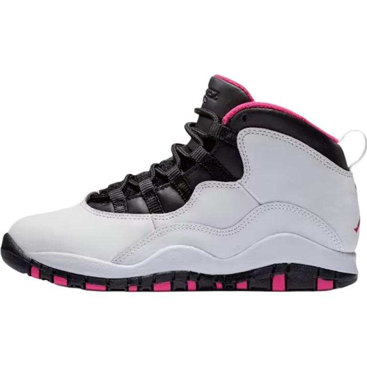 Jordan Jordan Air Jordan 10 Abrasion Resistant Mid top Children's Basketball Shoes White Children Aged 3 7 Years Old