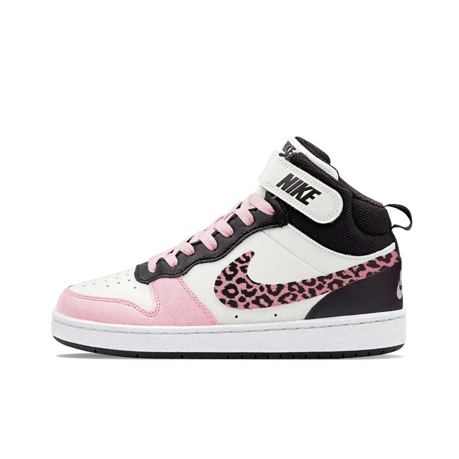 Nike Nike Court Borough 2 Pink Panther Print Leather Abrasion Resistant Slip Resistant High top Kids' Skateboarding Shoes