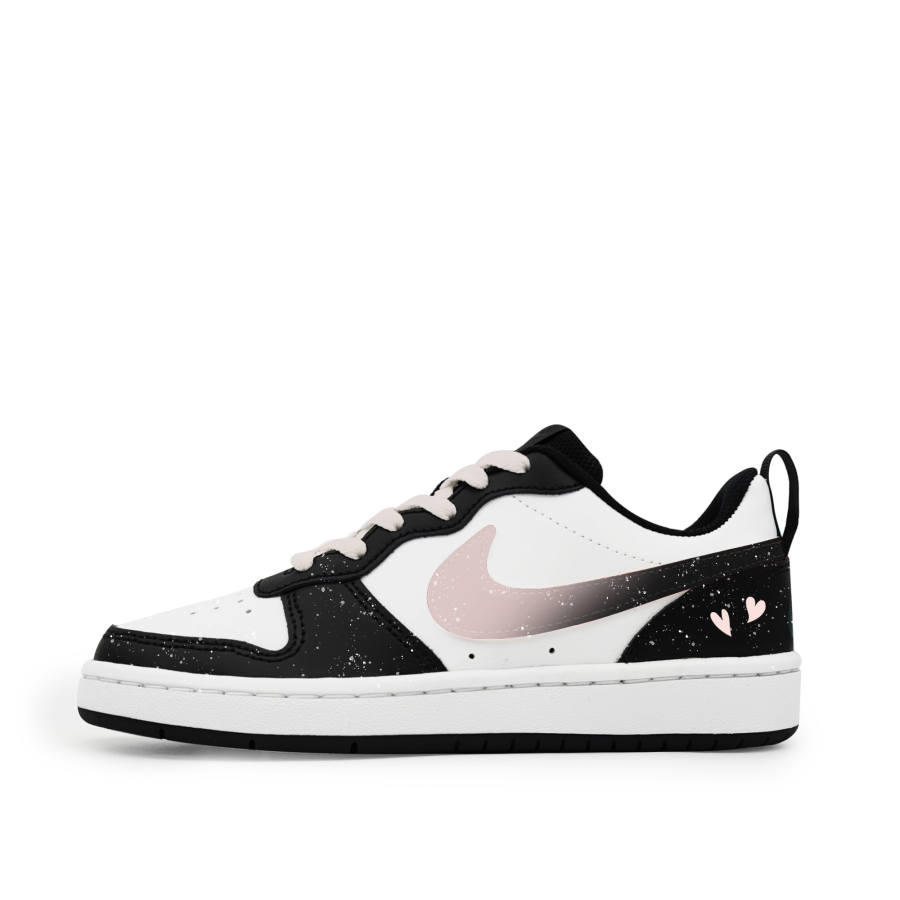 Nike Nike Court Borough Leather Cushioning, Wear Resistant Low top Kids' Skateboarding Shoes White Pink Black Teenagers