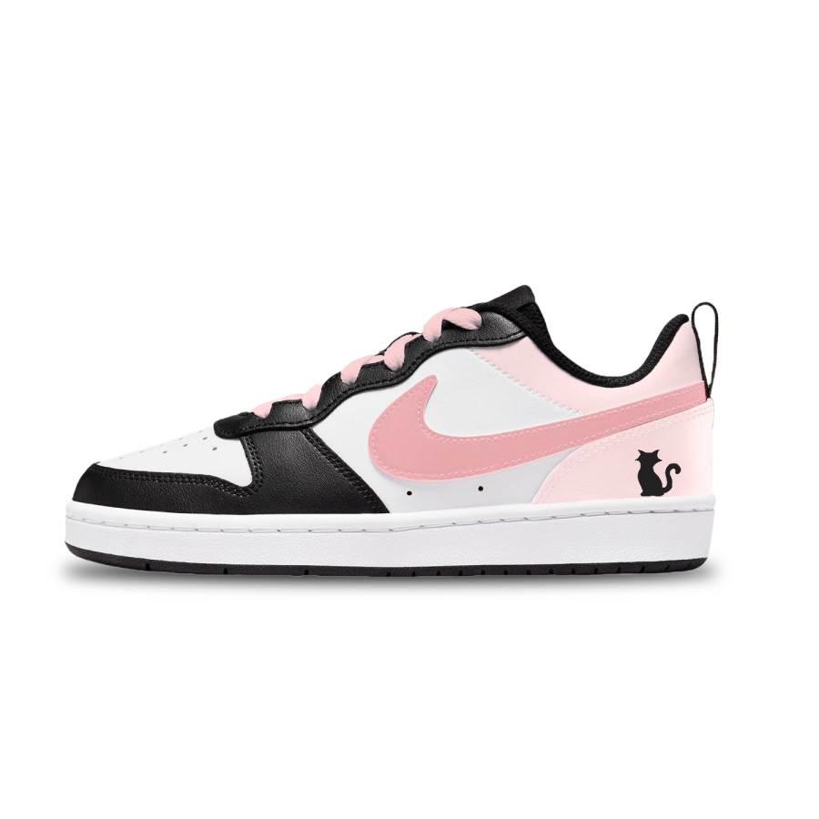 Nike Nike Court Borough Pink Moon Cat Leather Abrasion Resistant Low top Kids' Skateboarding Shoes Unisex