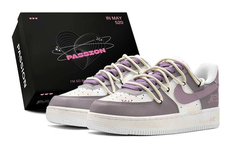 Nike Nike Air Force 1 LE Synthetic Leather Low top Kids' Skateboarding Shoes Purple Teenagers