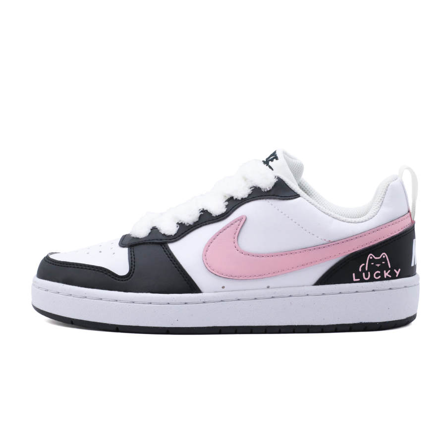 Nike Nike Court Borough Slip Resistant Abrasion Resistant Low top Kids' Skateboarding Shoes White Black Pink Teenagers