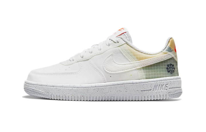 Nike Nike Air Force 1 Carter Abrasion Resistant Low top Skateboard Shoes White Orange Children Aged 3 7 Years Old