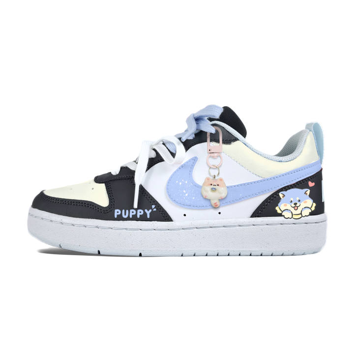 Nike Nike Court Borough Cute Blue Dog Synthetic Leather, Leather Slip Resistant Abrasion Resistant Low top Skateboard Shoes